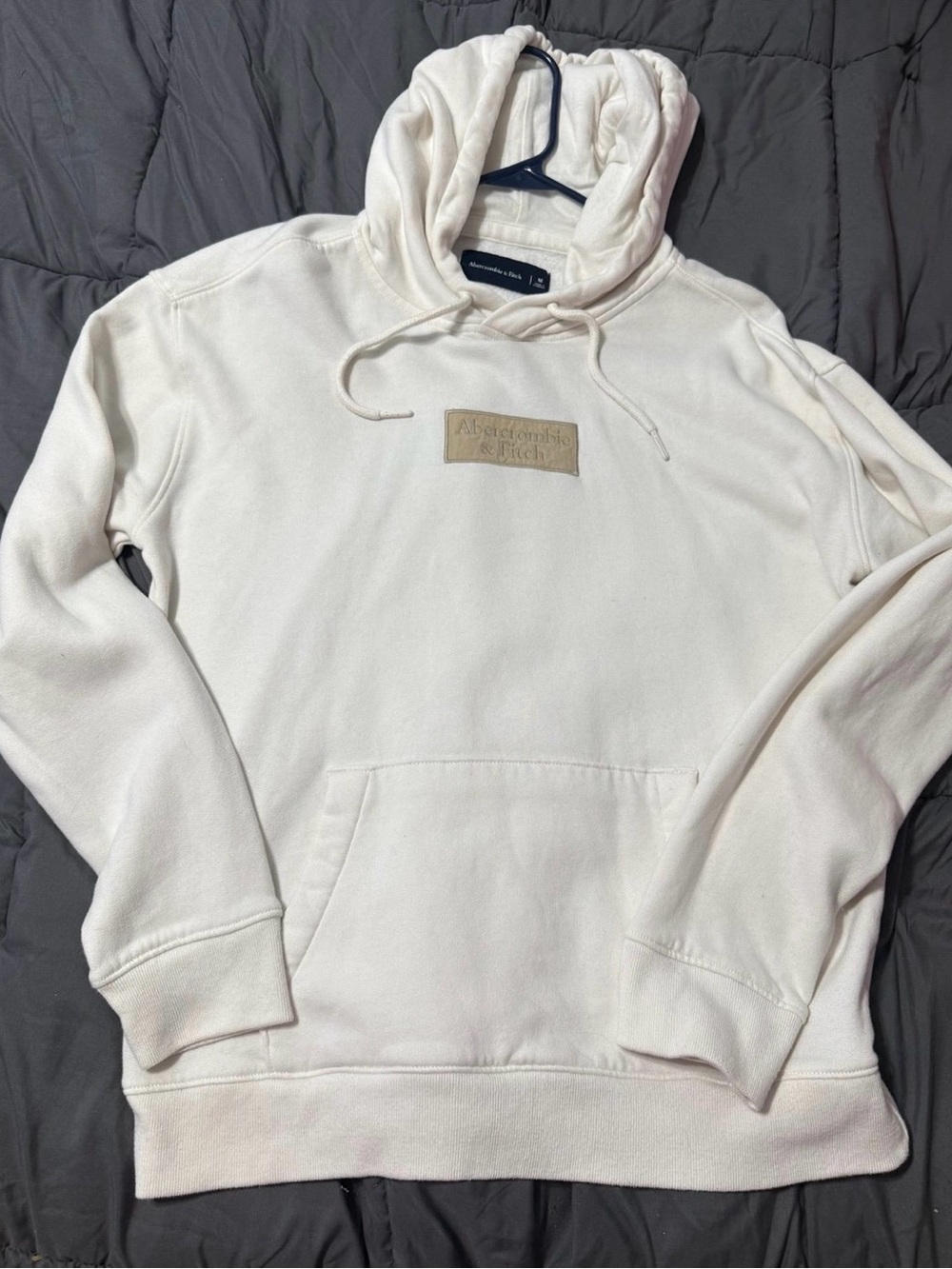 Abercrombie & Fitch Cream Pullover Hoodie with Logo Patch